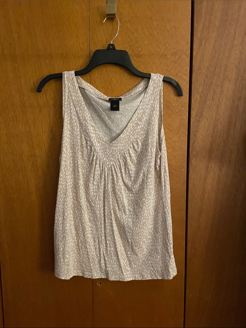 Ann Taylor Taupe Dot Print V-Neck Sleeveless Camisole